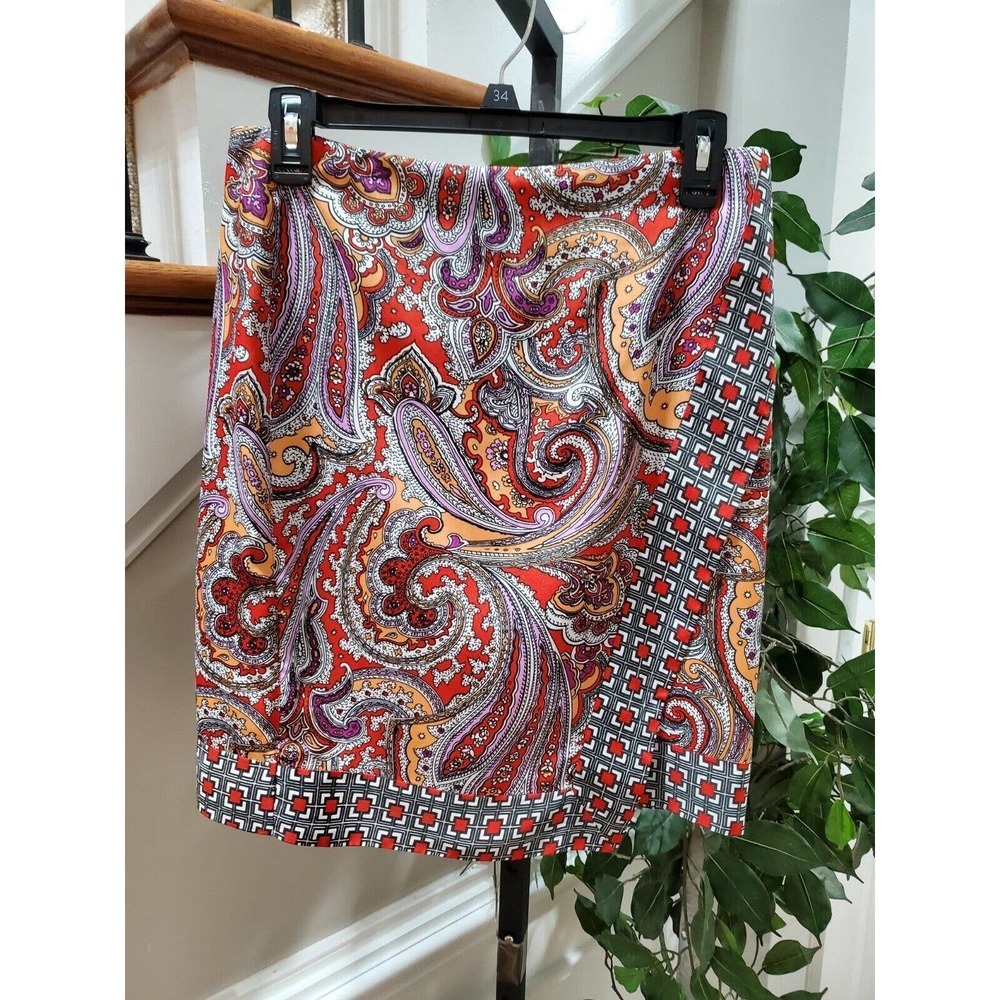 New York & Co. Women's Multicolor Paisley Polyester Straight Casual Mini Skirt 4